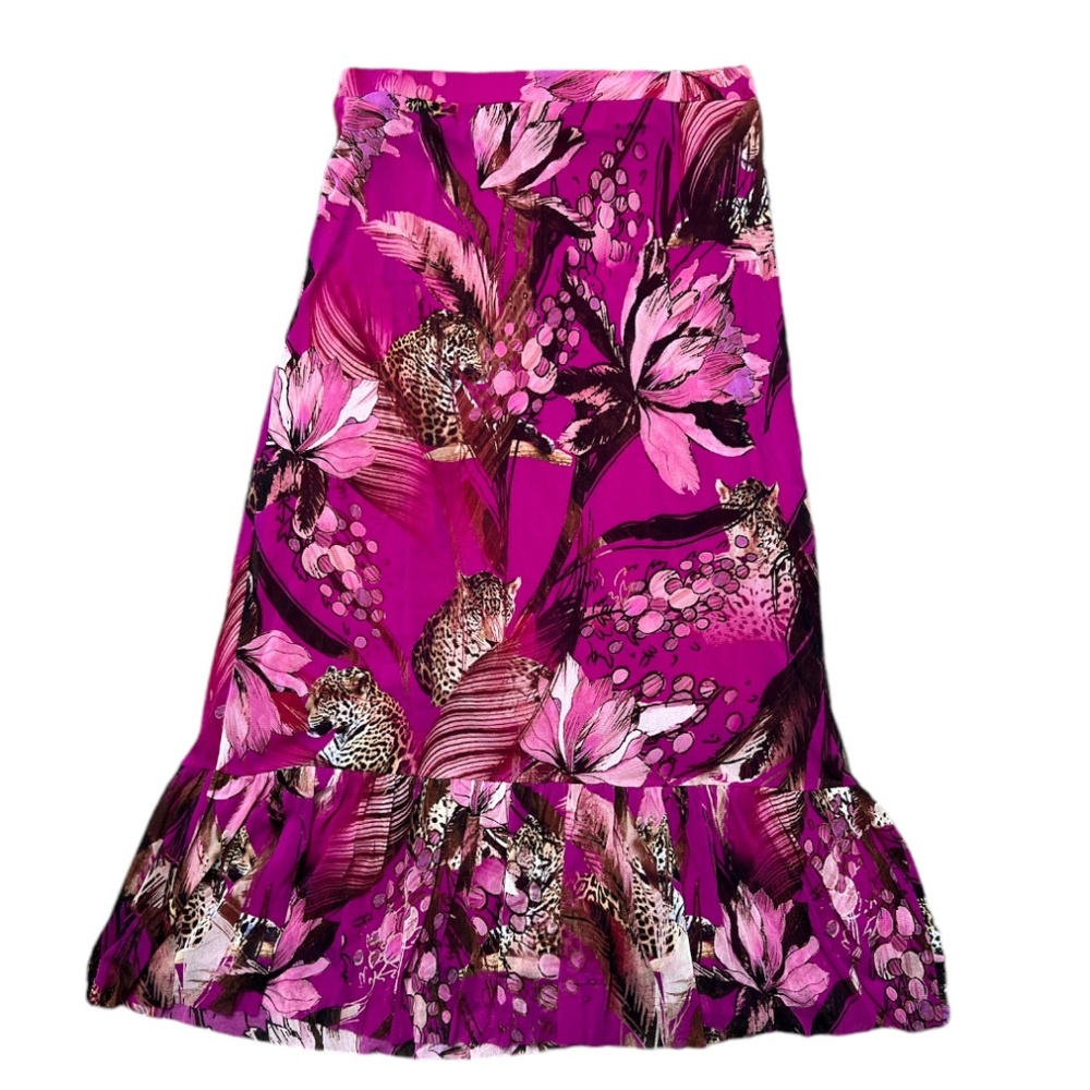 Fuzzi leopard & floral print azalea skirt size L - Picture 5 of 6
